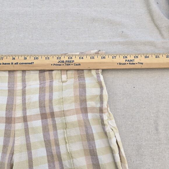 Free People The Way You Move Natural Plaid Linen Pants Edgy 70s Boho Size 12 - Picture 3 of 12